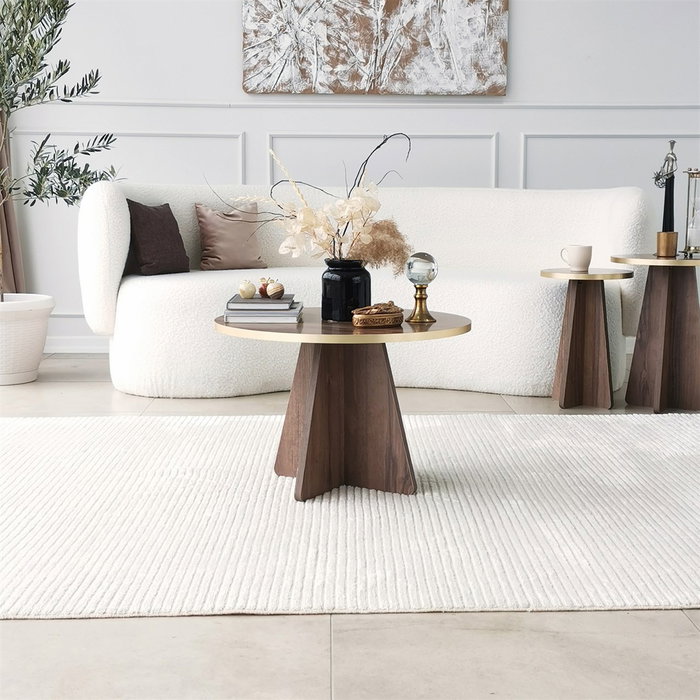Hanah Home Mesa de Centro Mushroom Gold y Walnut